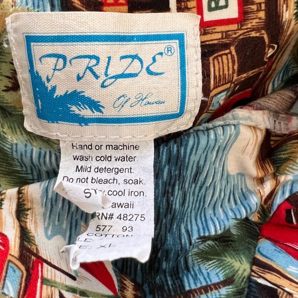 Retro Hawaiian Shirt with Woody Cars & Surfboards - Size XL - Pride of Hawaii - Picture 8 of 8